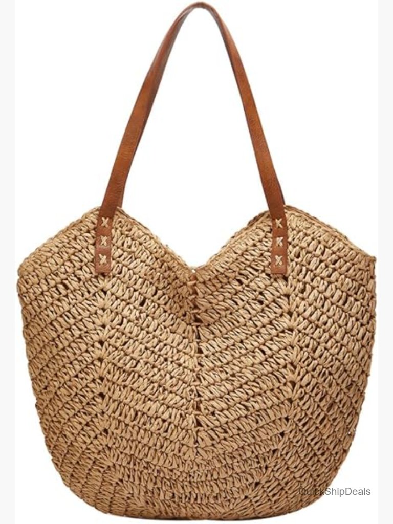 Summer Straw Tote Bag Large Capacity Handwoven Shoulder Crossbody Beach Vacation